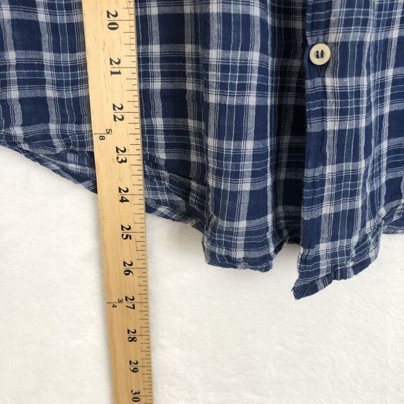BSBEE 100% Cotton Shirt Women's Sz L Blue Plaid Long Sleeve Button Drop Shoulder - Picture 10 of 13